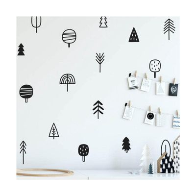 NOBRIM Cute Woodland Pine Tree Wall Stickers Kids Bedroom Natural Decoration Peel and Stick Wall Decals Nursery Art Decor