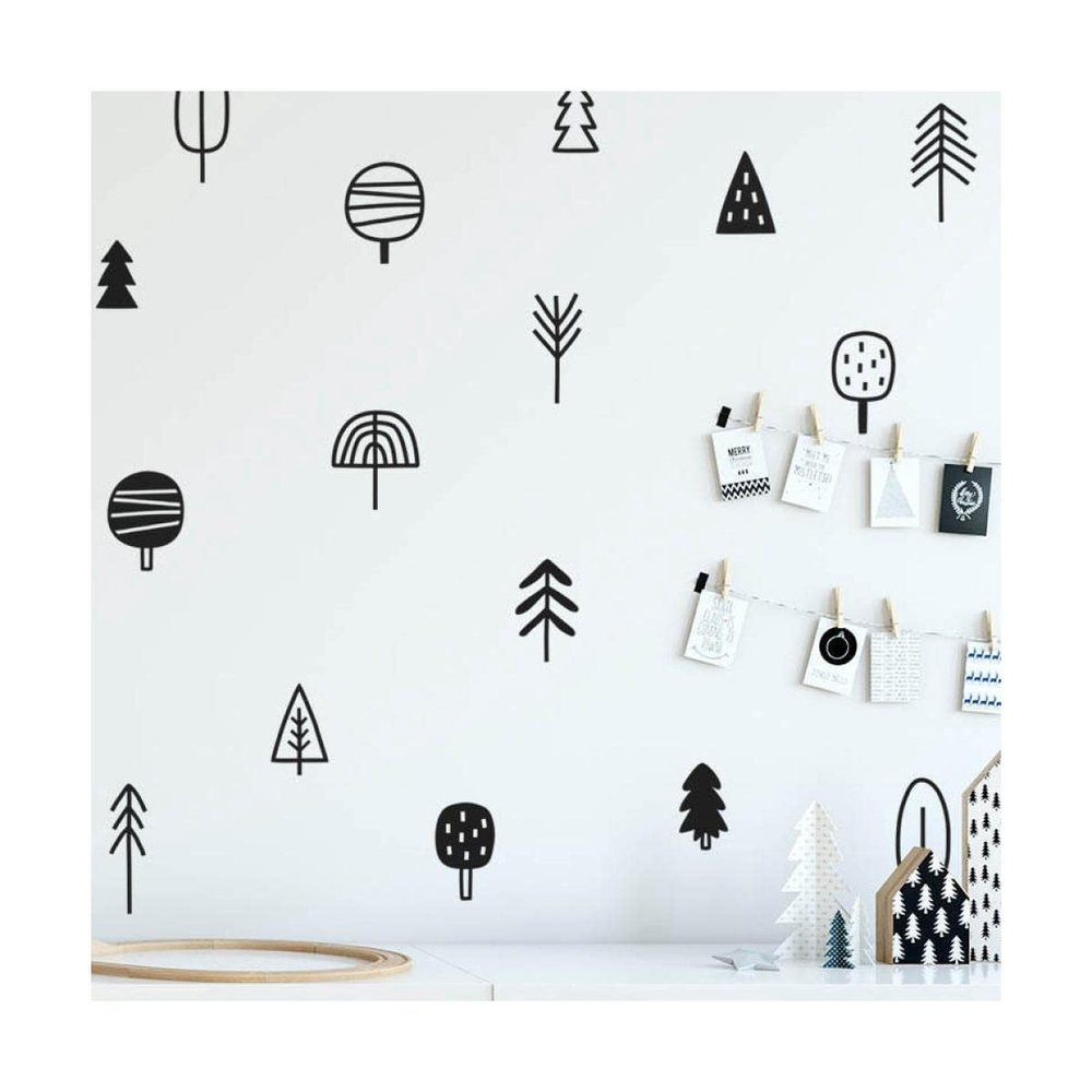 NOBRIM Cute Woodland Pine Tree Wall Stickers Kids Bedroom Natural Decoration Peel and Stick Wall Decals Nursery Art Decor