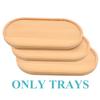 3 Pack Bamboo Trays for Bathroom Shampoo Shower Dispenser Holder Accessories Countertop Light Wood Organizer Plate Tabletop Home Decoration Oval, 6.9 x 3.5 x 0.4Inch (Only Trays) view 2