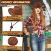 Mepase 24 Pieces Disposable Plastic Western Cowboy Hat Set Felt Wide Brimmed Cowgirl Hats for Men Women Costume Party(Brown) view 3