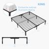 Vyfipt 14" King Metal Platform Bed Frame No Box Spring Needed,Heavy Duty Tall Metal Platform with Large Storage Space and Steel Slat Support,Easy Assembly,Noise Free, Black view 3
