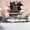 12th Birthday Decorations for Girls, Black Rose Gold 12th Birthday Backdrop Banner, Official Pre-Teen 12th Birthday Party Supplies Photography Background,12 Years Old Birthday Decorations view 2