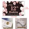12th Birthday Decorations for Girls, Black Rose Gold 12th Birthday Backdrop Banner, Official Pre-Teen 12th Birthday Party Supplies Photography Background,12 Years Old Birthday Decorations view 3