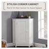 Merax Corner Storage Cabinet with Door and Adjustable Shelf, Freestanding Floor Cupboard for Bathroom, Kitchen or Living Room, Wooden, White view 4