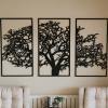 3 Piece Metal Wall Decor, Metal Wall Art, Printable Wall Art, Large Wall Art, Extra Large Wall Art, Tree of Life, Family Tree, Black Wall Decor (29.5x17.7 inches (75x45 cm)) view 1