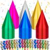 Sotiff 200 Pcs Adults Birthday Party Hat and Blowers Set Metallic Foil Hat view 1