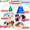 Sotiff 200 Pcs Adults Birthday Party Hat and Blowers Set Metallic Foil Hat view 3