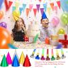 Sotiff 200 Pcs Adults Birthday Party Hat and Blowers Set Metallic Foil Hat view 4