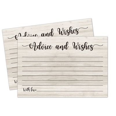 Advice and Wishes Cards, 50 Cards, for Wedding, New Mr and Mrs, Baby Shower, Retirement, Graduation, Anniversary (4" x 6")