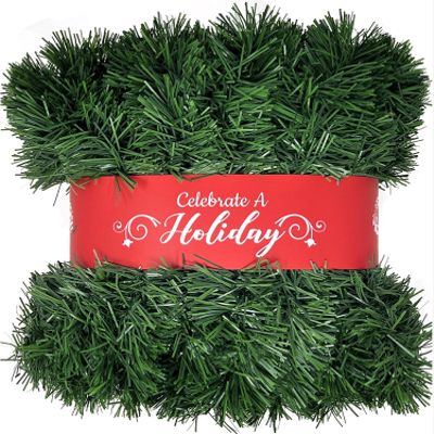 50 Foot Garland for Christmas Decorations - Non-Lit Soft Green Holiday Decor for Outdoor or Indoor Use - Premium Quality Home Garden Artificial Greenery, or Wedding Party Decorations(1, 50 FT Premium)