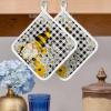3 PCS Pot Holders for Kitchens Counter, Black White Plaid Heat Insulated Podholders Oven Hot Pads for Cooking BBQ Baking Heat Proof Mat Spring Summer Sunflower Comb Gnomes Honey Daisy Flower view 2