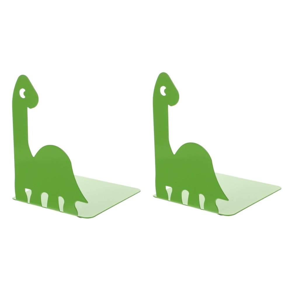 Green Metal Dinosaur Bookends for Home Office, Iron Desk Organizer Pair