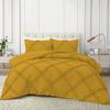 International Sheets 5 Piece Luxurious Diamond Ruffle Comforter Set Super Soft 500 GSM All Season Pintuck 1000 Thread Count, 100% Egyptian Cotton, Full/Queen Size Gold Color view 2