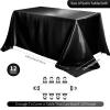 12 Pack Satin Polyester Tablecloth Black Rectangle Table Cloth Bright Silk Washable for Wedding Banquet Events Birthday Party Celebration Restaurant Anniversary Winter Table Decoration(57"x108",Black) view 2