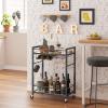 TUTOTAK Bar Cart, Serving Cart - for Home, Microwave Cart, Drink Cart, Mobile Kitchen Shelf with Wine Rack and Glass Holder, Rolling Beverage Cart, Black BC01BK031 view 2