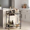 TUTOTAK Bar Cart, Serving Cart - for Home, Microwave Cart, Drink Cart, Mobile Kitchen Shelf with Wine Rack and Glass Holder, Rolling Beverage Cart, Black BC01BK031 view 3