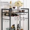 TUTOTAK Bar Cart, Serving Cart - for Home, Microwave Cart, Drink Cart, Mobile Kitchen Shelf with Wine Rack and Glass Holder, Rolling Beverage Cart, Black BC01BK031 view 4