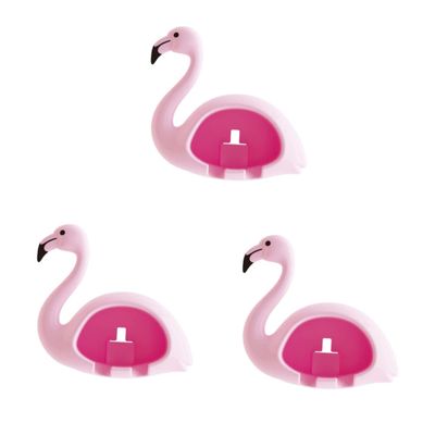 Cabilock 3pcs Lovely Flamingo Toothbrush Holder Punch Wall-Mounted Design for Bathroom Holds Toothbrushes Cute and Functional Cup Accessory Random