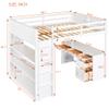 Quarte Functional Wooden Full Size Loft Bed with Built-in Desk and Storage Shelves,4 Drawers and Guardrails,for Kids Boys Girls Teens Adults Bedroom Use (White@D) view 2