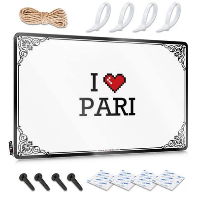 Abipuir Funny Wall Decor Signs I Love Pari Tin Sign Coffee Tin Sign Signs for Man Cave (Color : Colour, Size : 20X30CM)