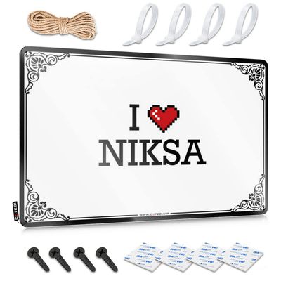 Abipuir Metal Tin Sign Retro I Love Niksa Tin Sign Home Signs Wall Decor Funny Home Sign (Color : Colour, Size : 20X30CM)
