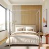 Mosqutent King Size Canopy Bed Frame with Stainless Steel Poles and Bedroom Decor Bracket view 1