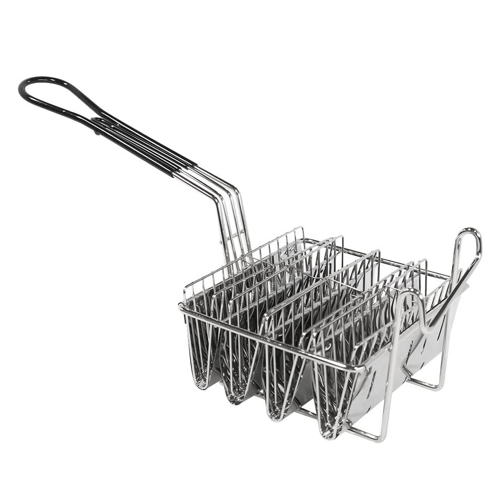 SOTECH Tortilla Fry Basket Kitchen Fried Cooking Taco Shell Mold For Frying For Deep Fat Fryer Basket Square Stainless Steel (4 Shells)