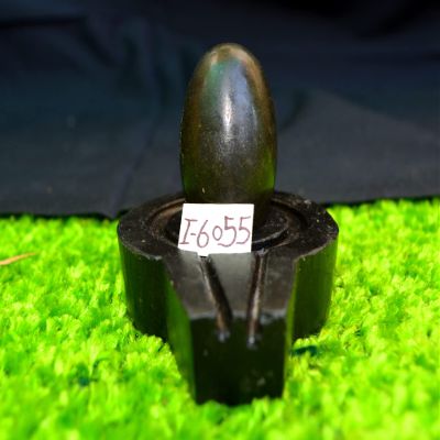 1.75" Black Shiva Lingam with 3.25" Black Yoni Base Original Home,Office Puja Symbol Made from a Sacred Hindu Stone Found The Narmada River Stone Standard Original for Home Puja I-6055