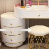 KWOKING LED Dimmable Lighted Mirror Makeup Counter Bedroom Makeup Vanity Desk Table with Drawers Dressing Table Apartment Makeup Table Bedside Cabinet Grey with a Wingback Stool 39" L x 16" W x 31" H view 3