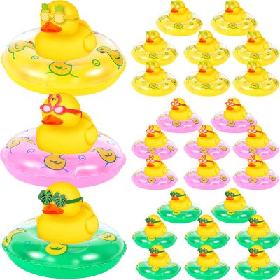 DEEKIN 24 Pcs Summer Beach Rubber Ducks 2 Inch Large Hawaii Rubber Duckies Swimming Pool for Birthday Party Gifts Bath Decoration, Summer Beach and Pool Activity