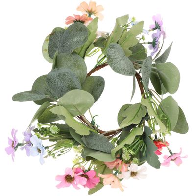 Zerodeko Eucalyptus Wreath, Candle Ring, Wedding Centerpieces for Tables, Candle Wreaths for Easter Decorations, Seasonal Home Decoration (Random Color)