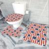 Bathroom Rugs Sets 3 Piece, Independence Day Star Vintage Red Stripe American Flag Absorbent Soft Bath Mat + U-Shaped Toilet Mat + Lid Cover Cover Bathroom Accessories view 2