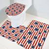 Bathroom Rugs Sets 3 Piece, Independence Day Star Vintage Red Stripe American Flag Absorbent Soft Bath Mat + U-Shaped Toilet Mat + Lid Cover Cover Bathroom Accessories view 4