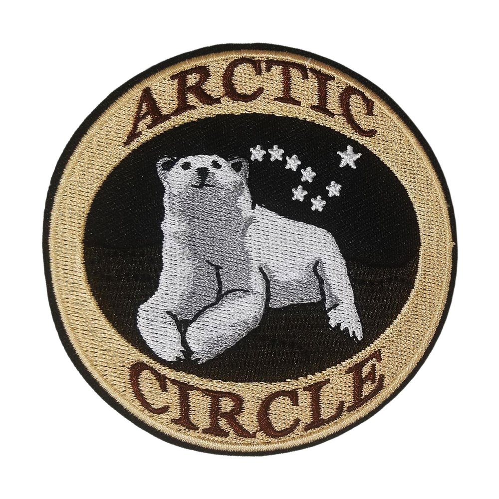 Arctic Circle Polar Bear Patch 3.5" Embroidered Iron-on/Sew-on Decorative Embroidery Applique Clothing Vest Jacket Bags Premium Stitching Nature Wild Animals Forest Trees Hiking Trails Souvenir Badge