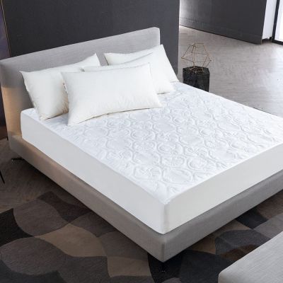 FCLDESHOP Deep Pocket Fitted Sheet,Quilted Waterproof Fitted Sheet, Solid Color Non-Slip Printed Mattress Cover,Fits 12/30cm Deep Mattresses Bed Cover,White,C-King 72X84+18in