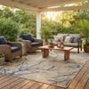 Rugs.com - Outdoor Botanical Rug 7' 1 x 10' Beige and Blue Indoor/Outdoor Rug Washable Coastal Decor for Patios, Decks, and Porches view 1
