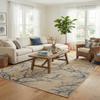 Rugs.com - Outdoor Botanical Rug 7' 1 x 10' Beige and Blue Indoor/Outdoor Rug Washable Coastal Decor for Patios, Decks, and Porches view 4