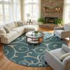 Rugs.com - Outdoor Botanical Rug 11 Ft Round Teal Indoor/Outdoor Rug Weather-Resistant Floral Design for Patios, Decks, and Porches view 3