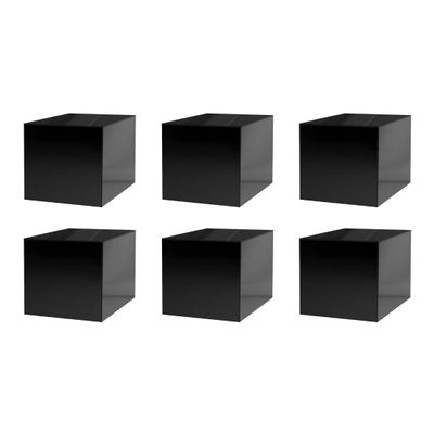 6 Pack 14 Inch Black Acrylic Display Box with One Open Side One Piece No LidsVersatile Square Merchandise Storage Bin or Retail Product Riser by Marketing Holders