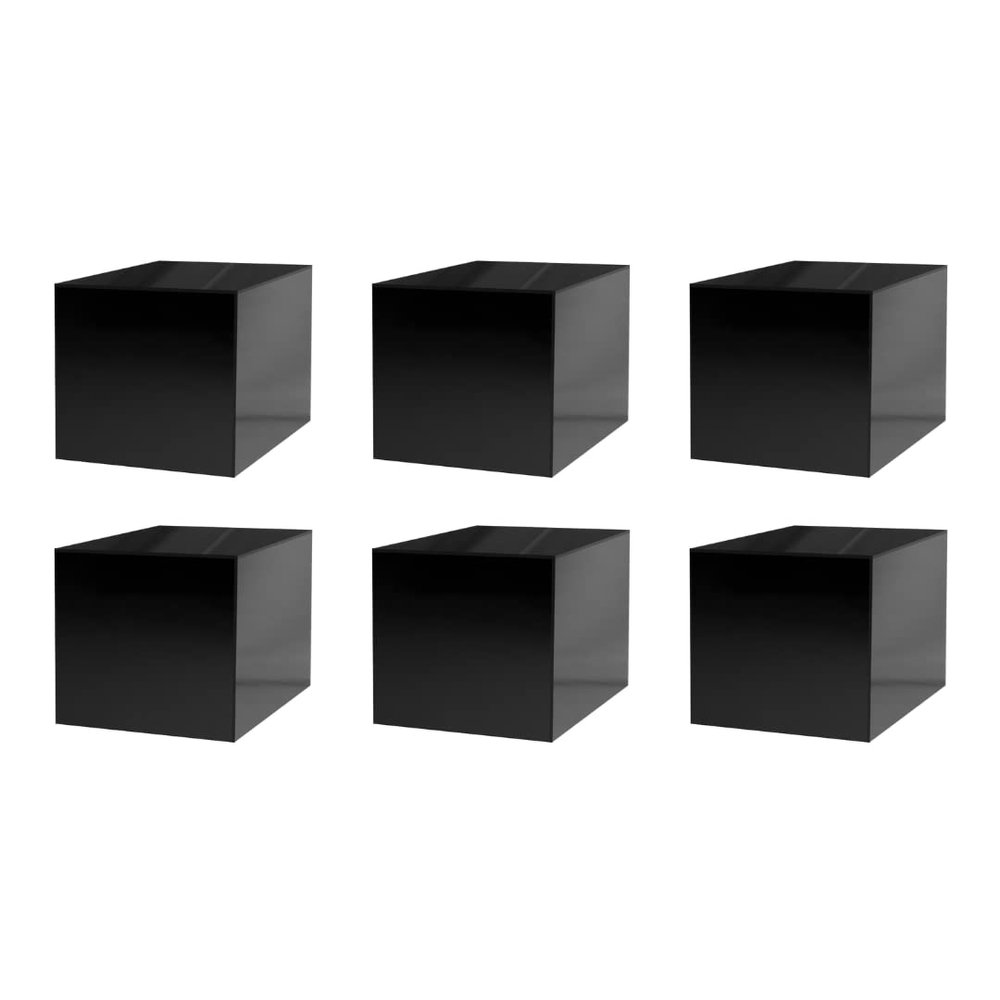 6 Pack 14 Inch Black Acrylic Display Box with One Open Side One Piece No LidsVersatile Square Merchandise Storage Bin or Retail Product Riser by Marketing Holders