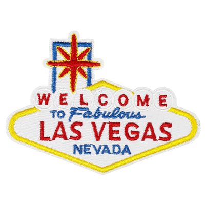 Welcome to Fabulous Las Vegas Nevada Patch Embroidered DIY Iron-on/Sew-on Decorative Embroidery Applique Clothing Vest Jacket Premium Stitching Gambling Casino Black Jack Souvenir Badge Landmark