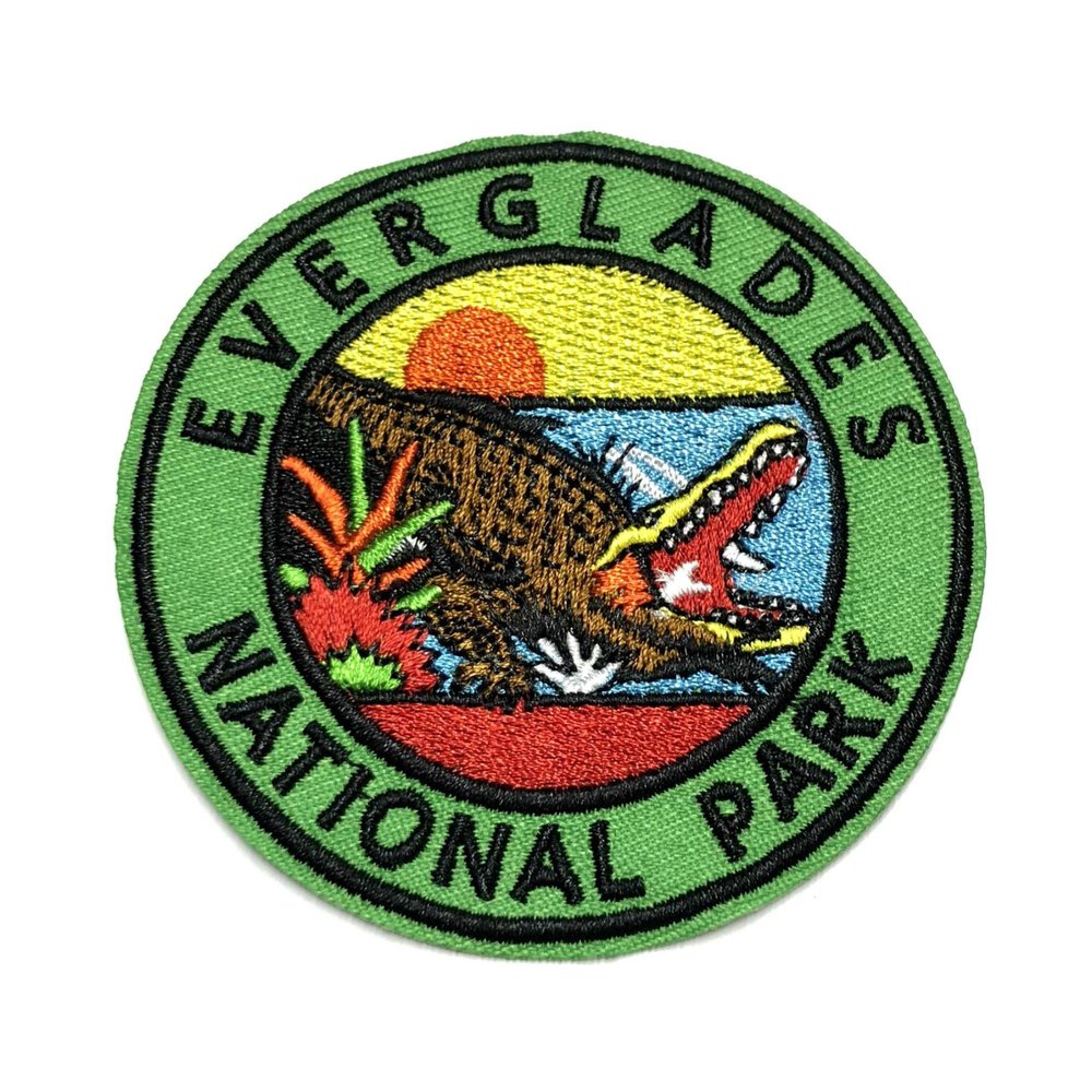 Everglades National Park Patch 3" Embroidered DIY Iron-on/Sew-on Decorative Embroidery Applique Clothing Vest Jacket Premium Stitching Nature Trails Wild Animals Forest Trees Alligators Souvenir Badge