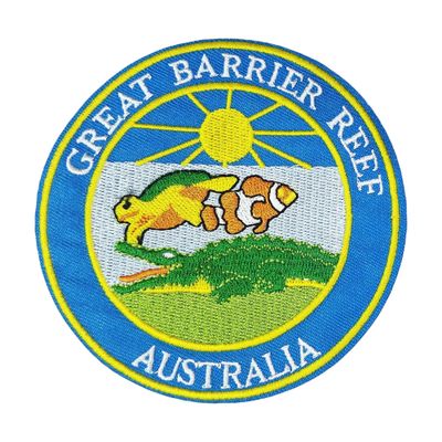 Great Barrier Reef Australia Patch Embroidered Iron-on/Sew-on Decorative Embroidery Applique Clothing Jacket Premium Stitching Nature Tropical Fish Coral Reefs Souvenir Badge Turtles Whales Sharks