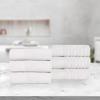 Superior Turkish Cotton Jacquard Solid 6-Piece Hand Towel Set, Small Towels for Quick Dry, Bathroom, Kitchen, Guest Bath, Dorm, Apartment, Airbnb Essentials, Accessories, Home Decor, White view 1