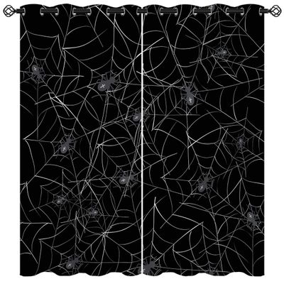 ONINUO Scary Spider Web Blackout Curtains for Girls Boy Home Decor, Halloween Horror Gothic Grommet Thermal Insulated Drapes Darkening Window Curtain for Bedroom Living Room, 63 x 63 Inch