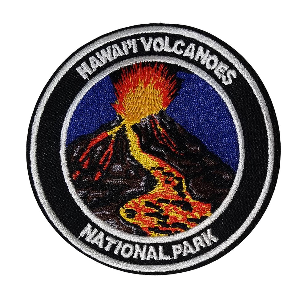 Hawaii Volcanoes National Park Patch 3.5" Embroidered DIY Iron-on/Sew-on Decorative Embroidery Applique Clothing Vest Jacket Premium Stitching Nature Big Island Klauea and Mauna Loa Souvenir Badge