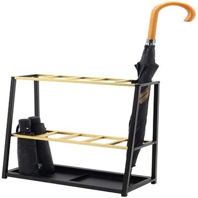 FSunKoFu Umbrella Storage Umbrella Stand Umbrella Holder Rack Metal 2-Tiers Long/Short Umbrellas Indoor Umbrella Holder with Drip Tray for Home Hallway Entryway Umbrella Rackuseful