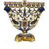 Cohen Tsemach Art & Gift Menorah Hanukkah two doves priestly breastplate purple Gold & Enamel With Zircons Nine Branch Chanukia view 1