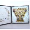 Cohen Tsemach Art & Gift Menorah Hanukkah two doves priestly breastplate purple Gold & Enamel With Zircons Nine Branch Chanukia view 3