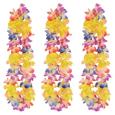 Beistle 3 Piece 40" Polyester Fabric Sunrise Floral Hawaiian Leis for Luau Party Supplies and Tropical Themed Favors Multicolor